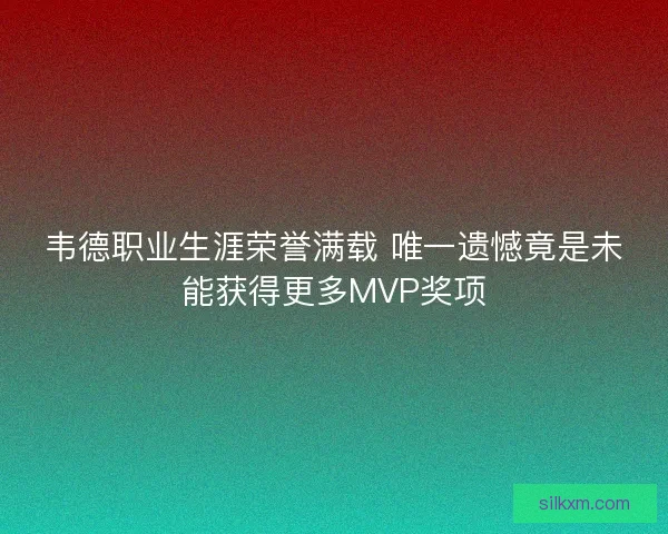 韦德职业生涯荣誉满载 唯一遗憾竟是未能获得更多MVP奖项