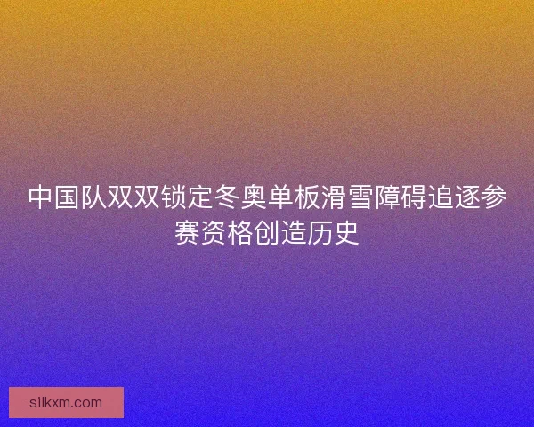 中国队双双锁定冬奥单板滑雪障碍追逐参赛资格创造历史